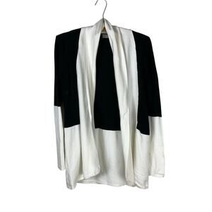 Evolution by Cyrus Black White Colorblock Cardigan Womens Size S Open Front